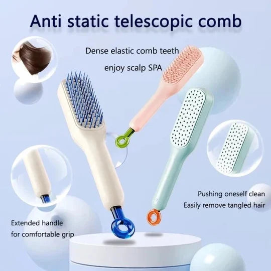 Self-Cleaning Magic Hair Brush with Anti-Static Comb