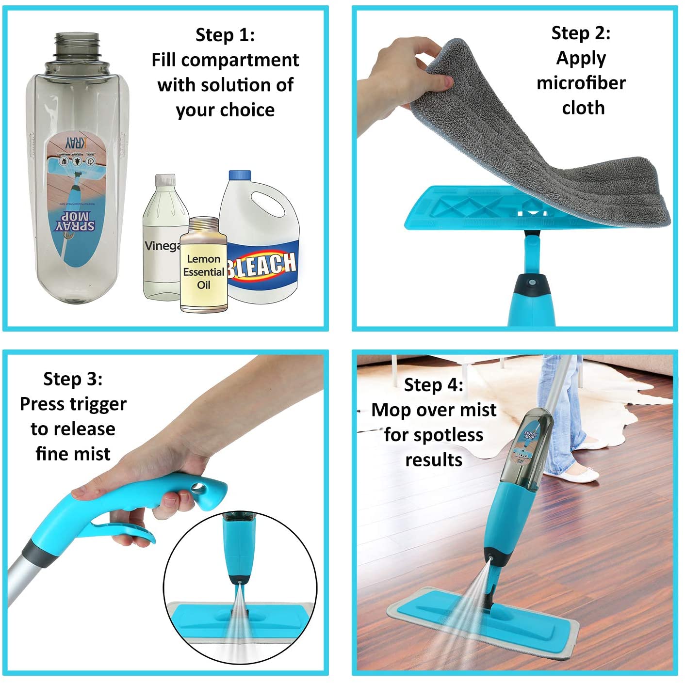 Extendable Handle Spray Floor Mop